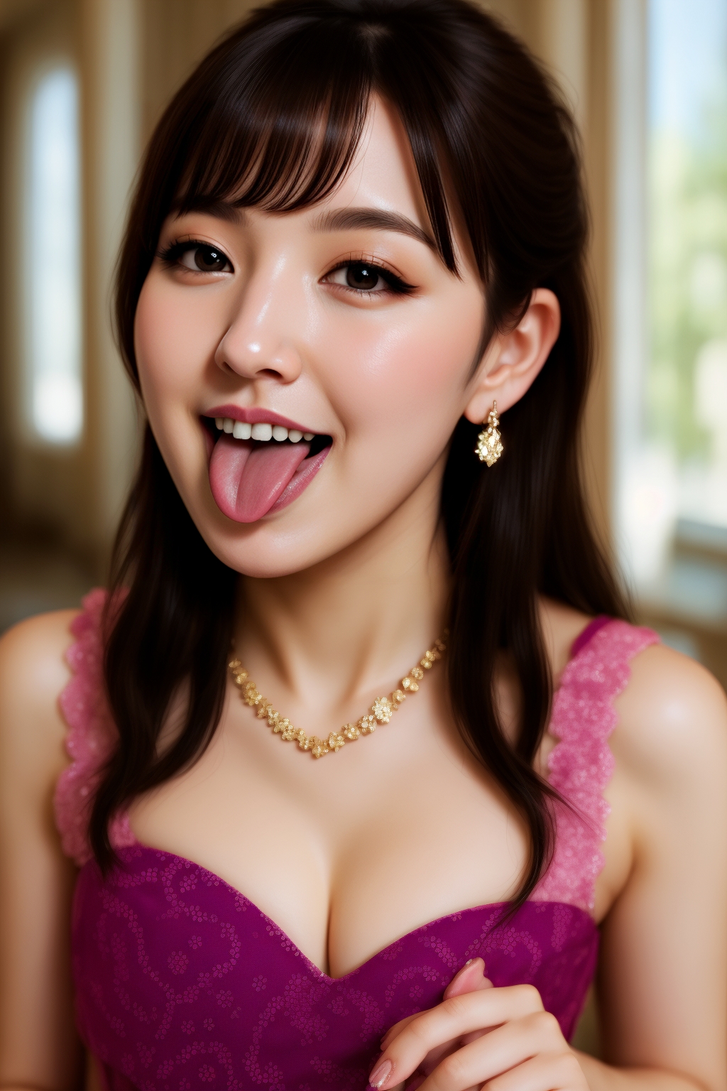 友達（人妻）の舌出し写真をゲットした件 part3 おっぱい ドレス 2