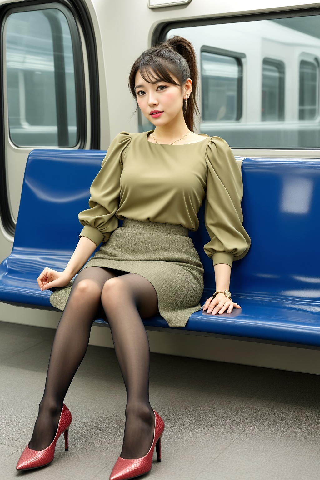 電車で見かけた高級黒ストッキング女 part2 ストッキング ハイヒール 6