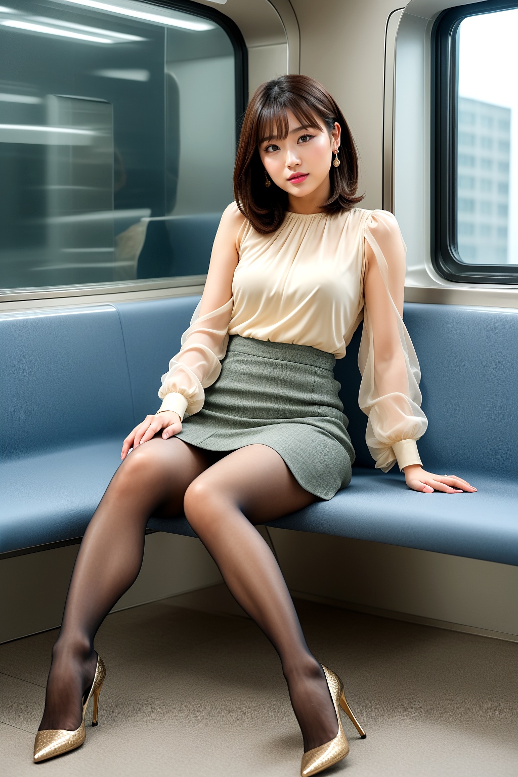 電車で見かけた高級黒ストッキング女 part2 ストッキング ハイヒール 4