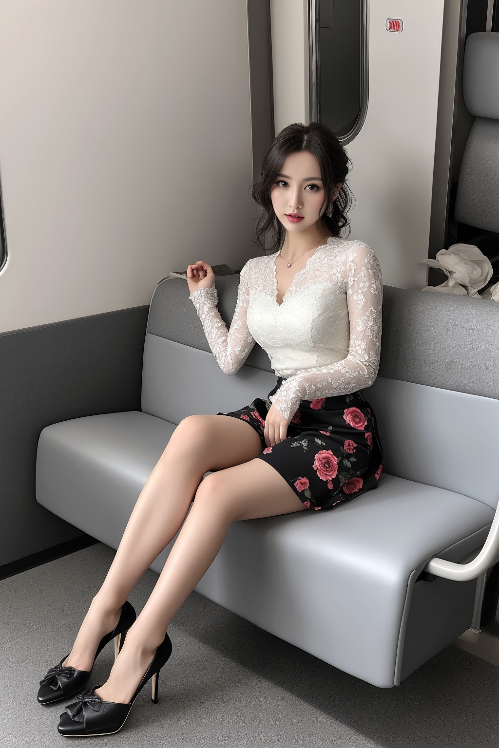 脚のキレイな女性を電車内で隠し撮り part4 パンプス ミニスカート 1