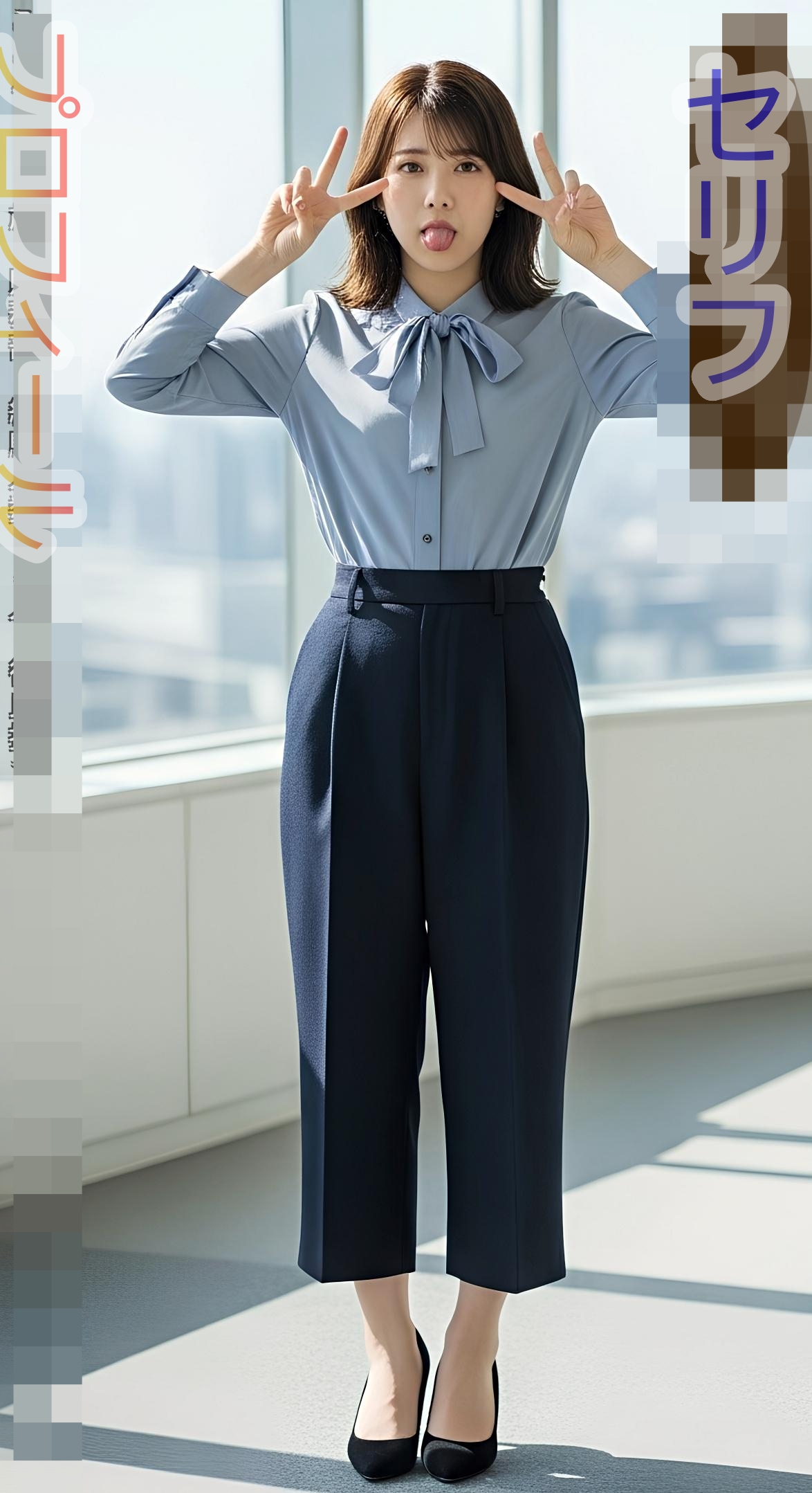 【特別公開】舌出しピースをしてくれる美脚ＯＬ part3 OL ダブルピース 4