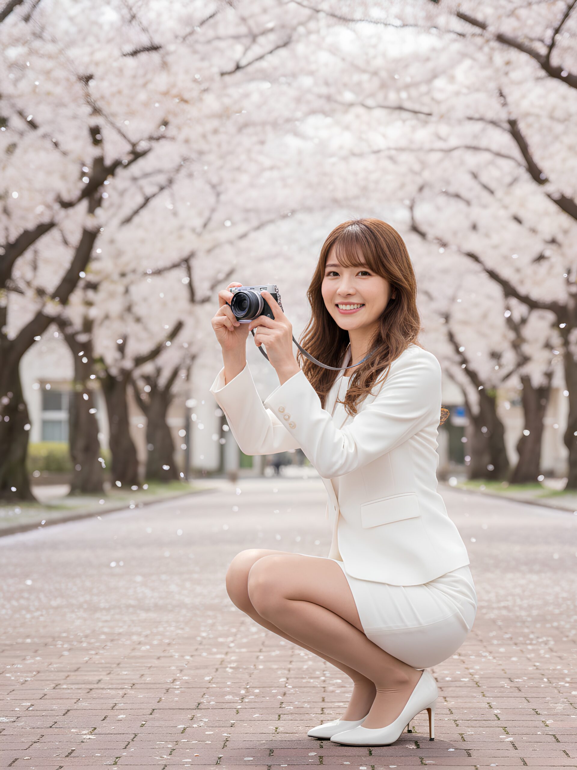【高画質】入学式でしゃがみながら写真撮影する若いママ part1 若妻 しゃがみ 2