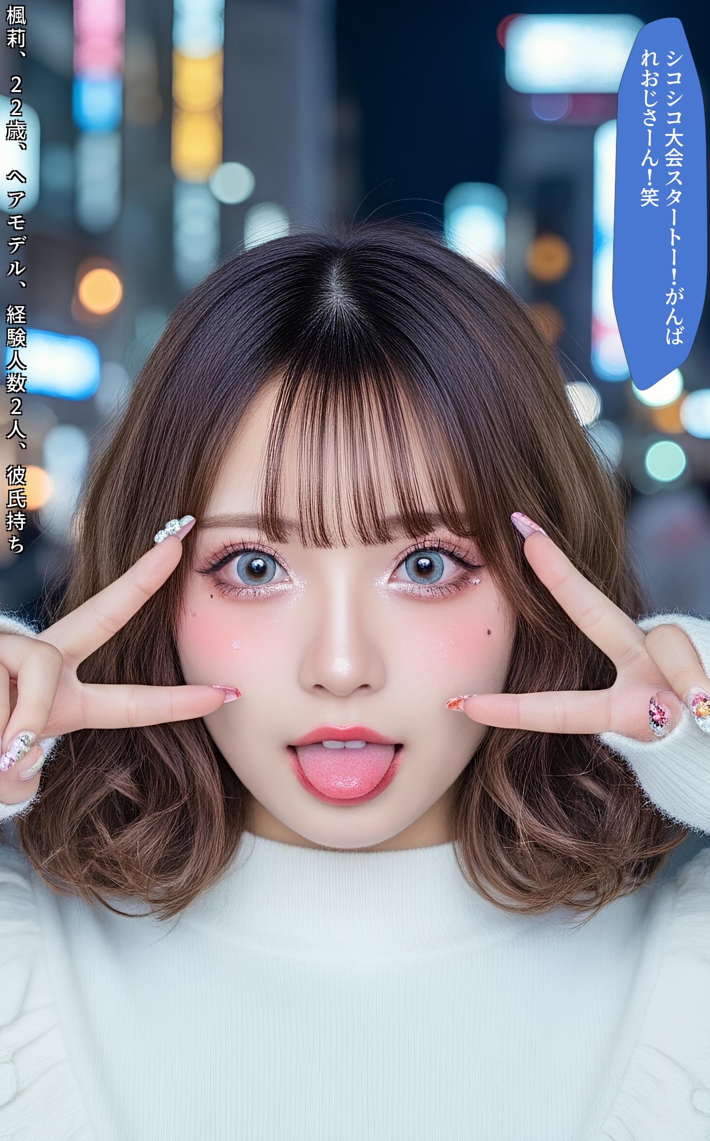 【特別公開】舌出し渋谷ギャル図鑑 part1 若いオンナの街中おっぱい露出 1