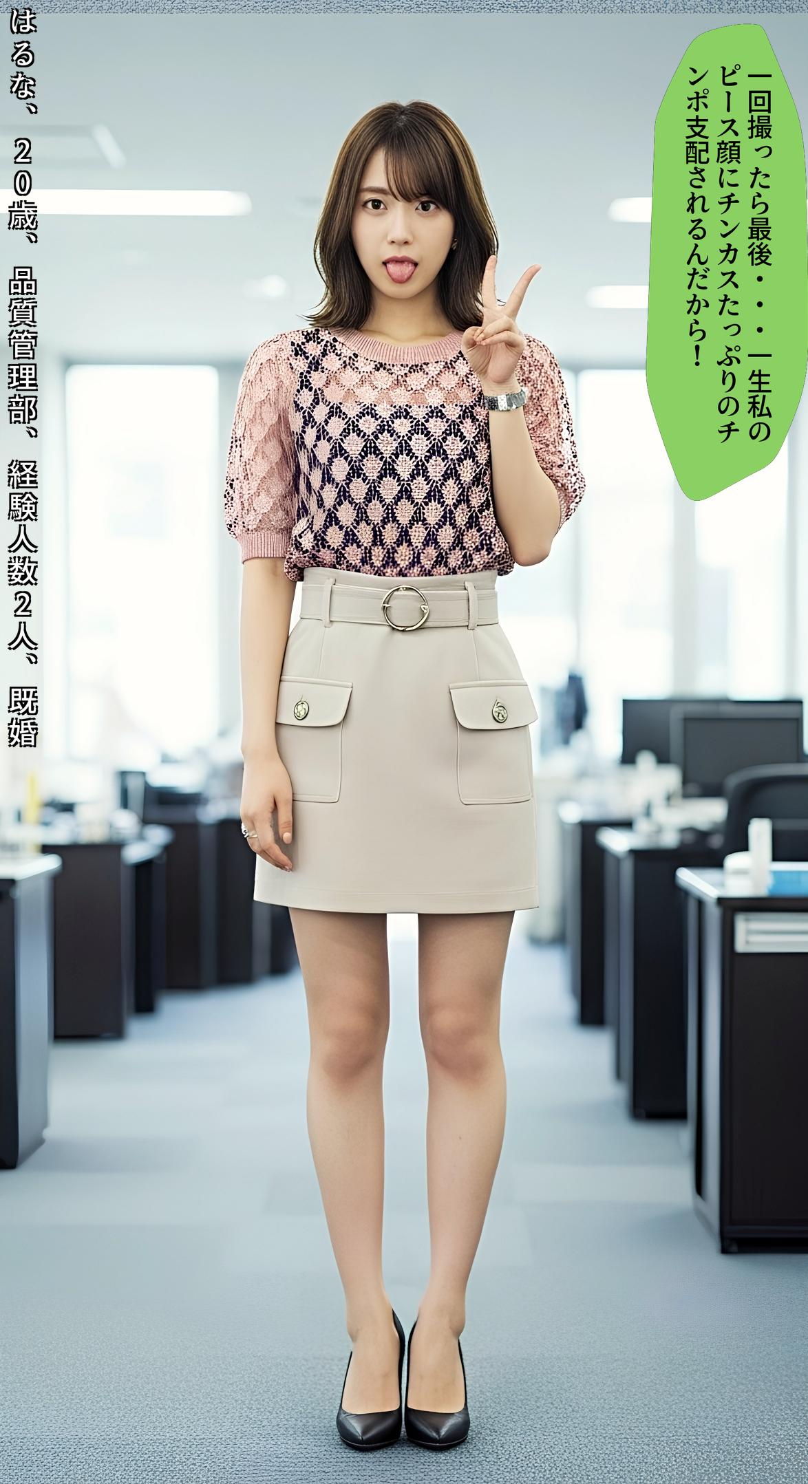 【特別公開】舌出しピースをしてくれる美脚ＯＬ part3 OL ダブルピース 2