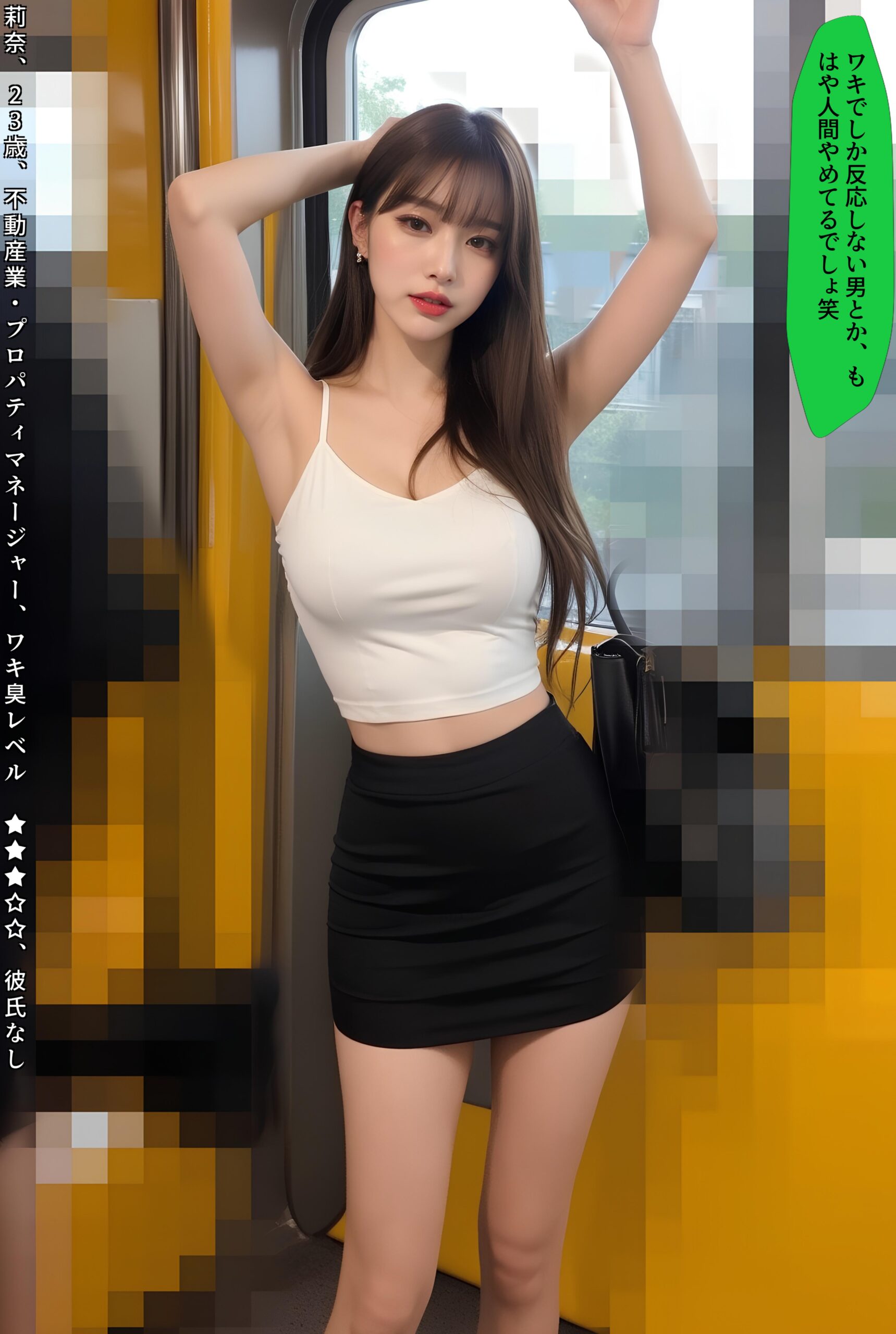 【特別公開】【高画質】電車内わき見せ美女 part3 OL わき 5