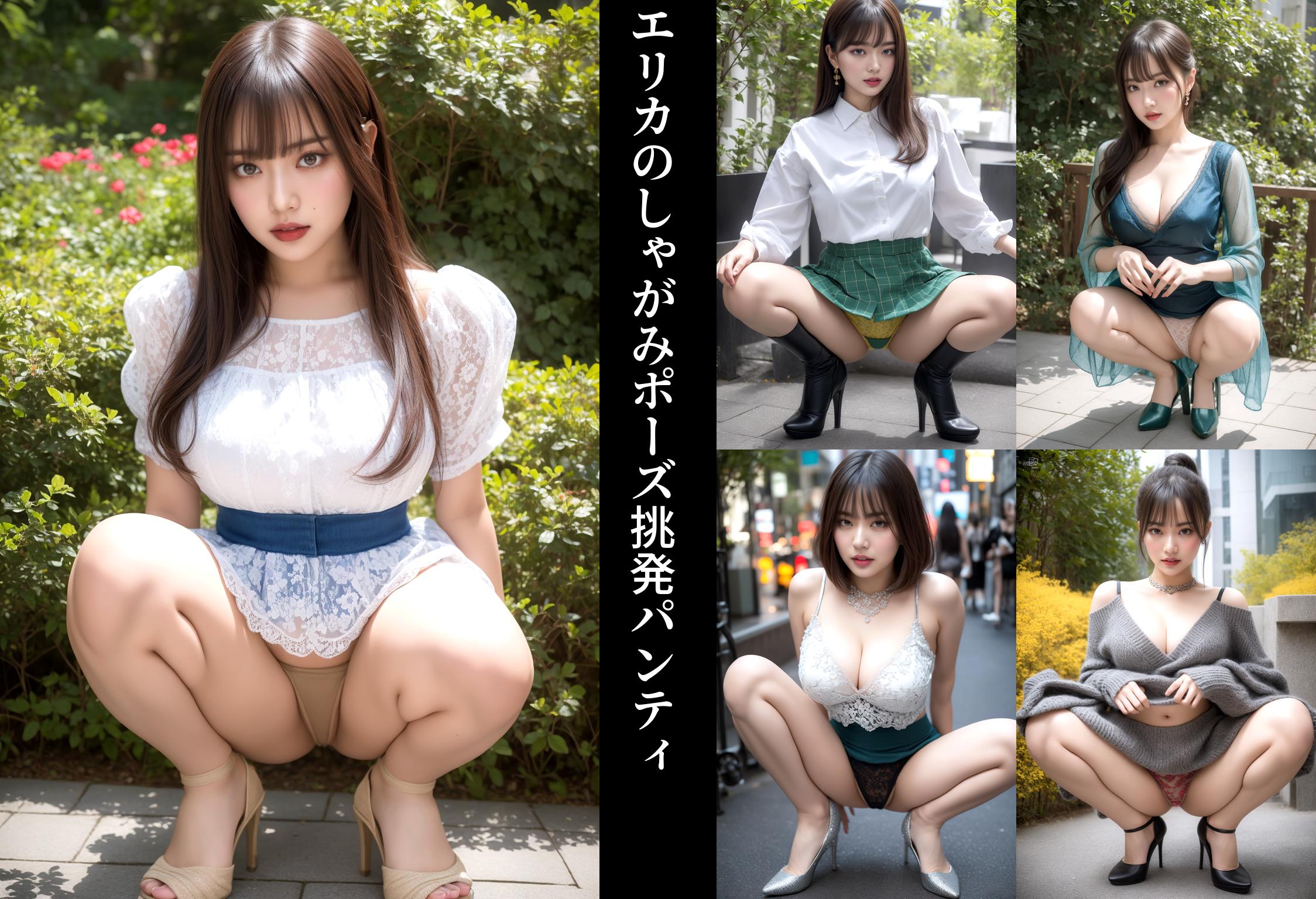 エリカのしゃがみポーズ挑発パンティ part2