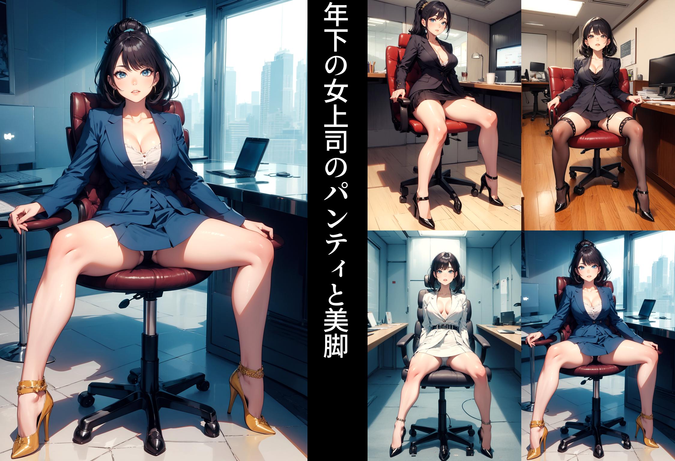 （イラスト風）年下の女上司のパンティと美脚 part3