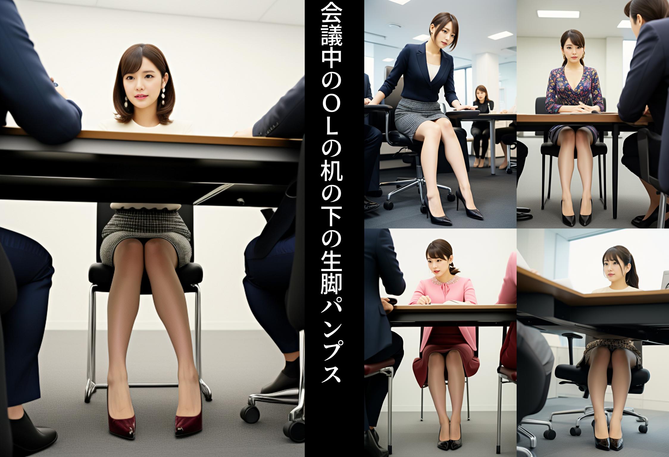 会議中のＯＬの机の下の生脚パンプス part1