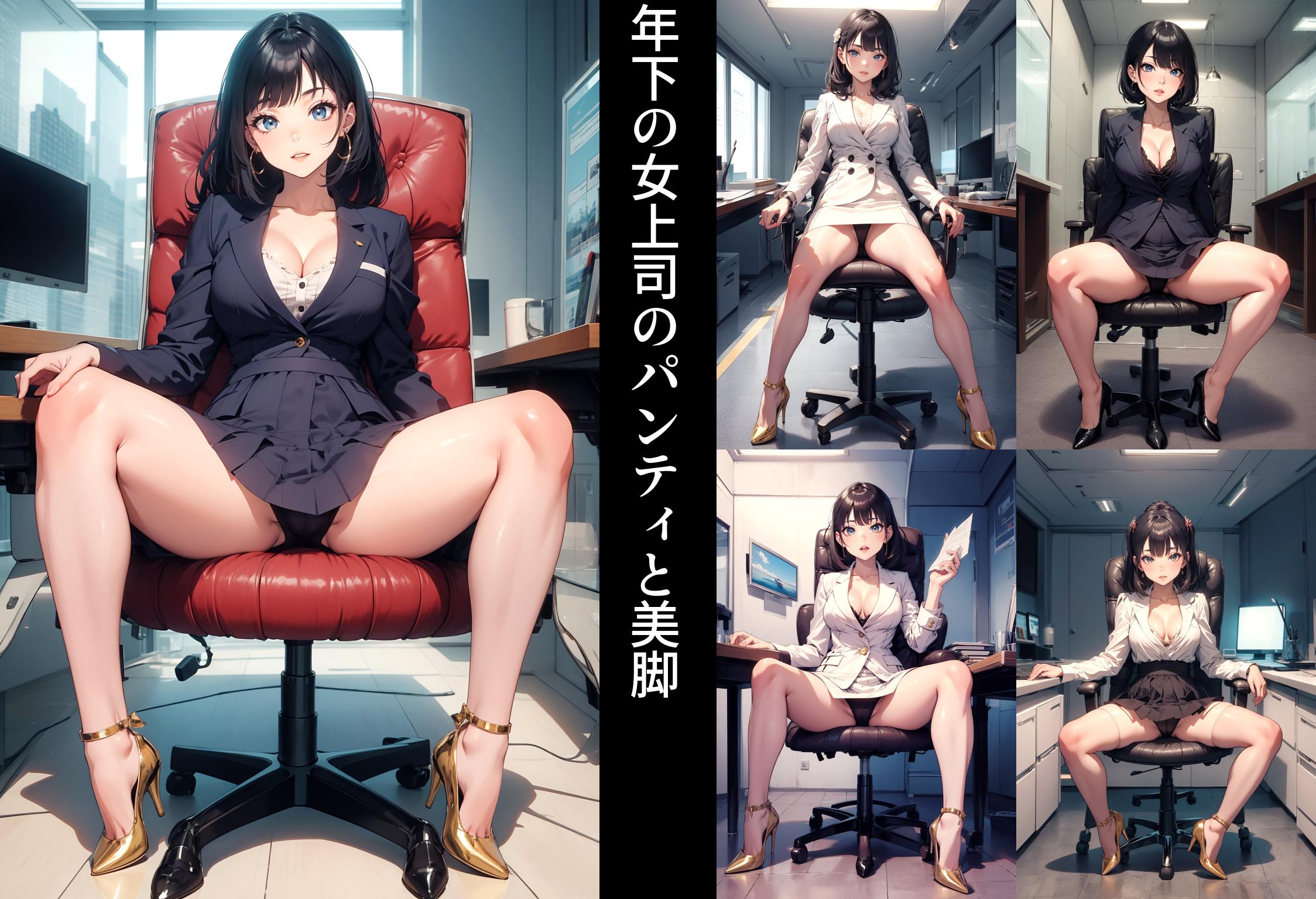 （イラスト風）年下の女上司のパンティと美脚 part2