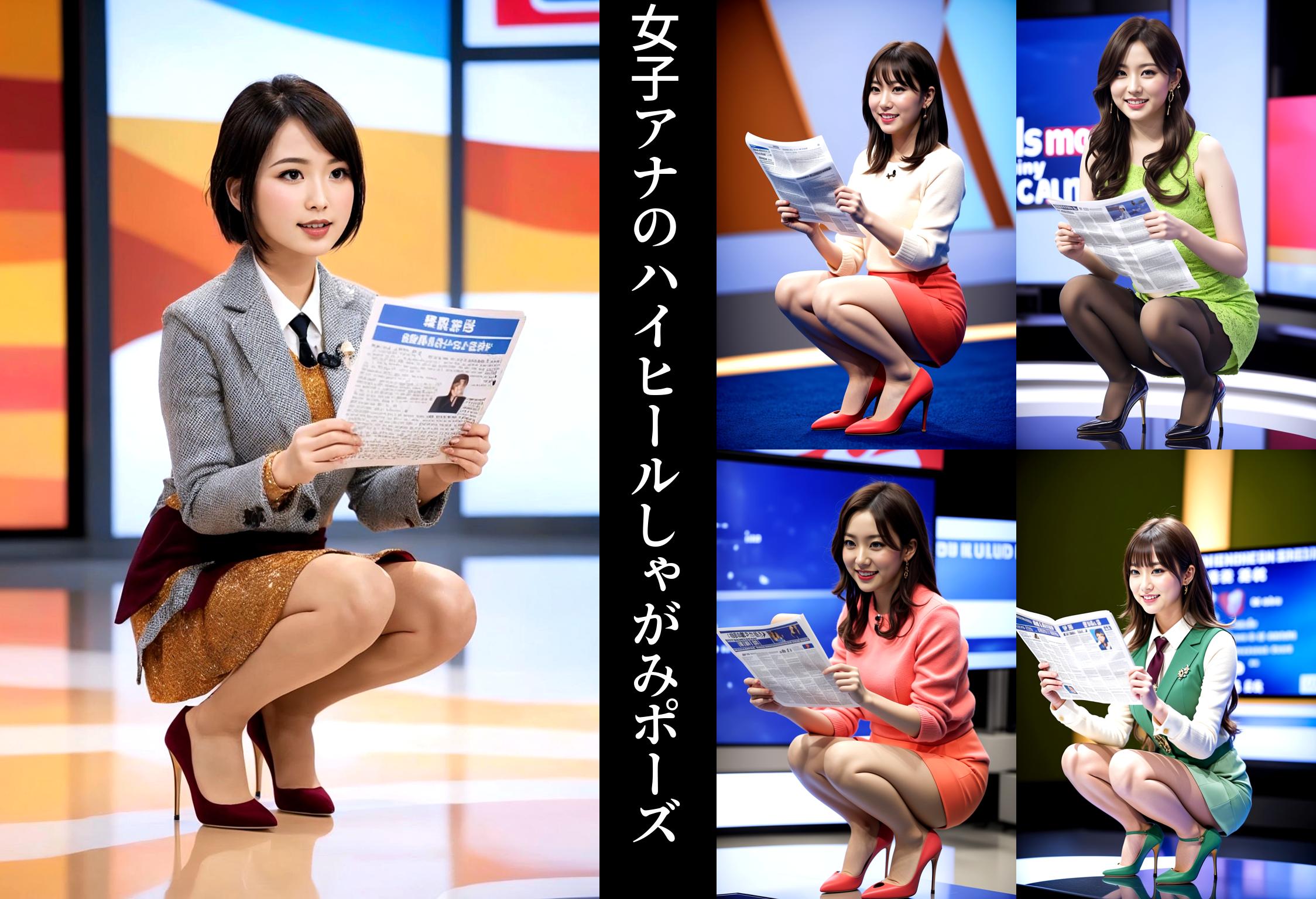 女子アナのハイヒールしゃがみポーズ part3