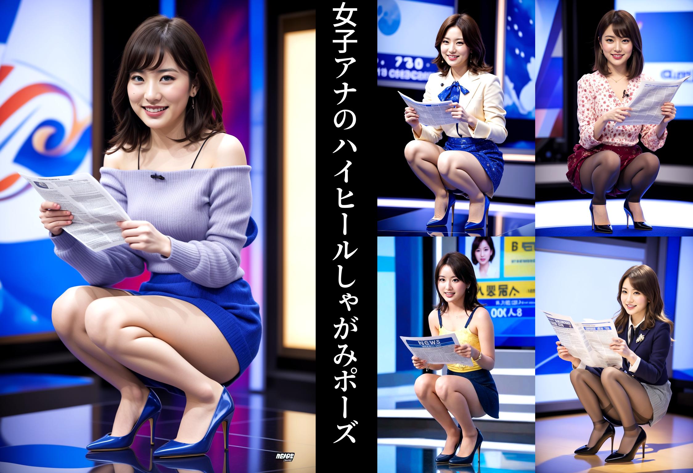 女子アナのハイヒールしゃがみポーズ part4