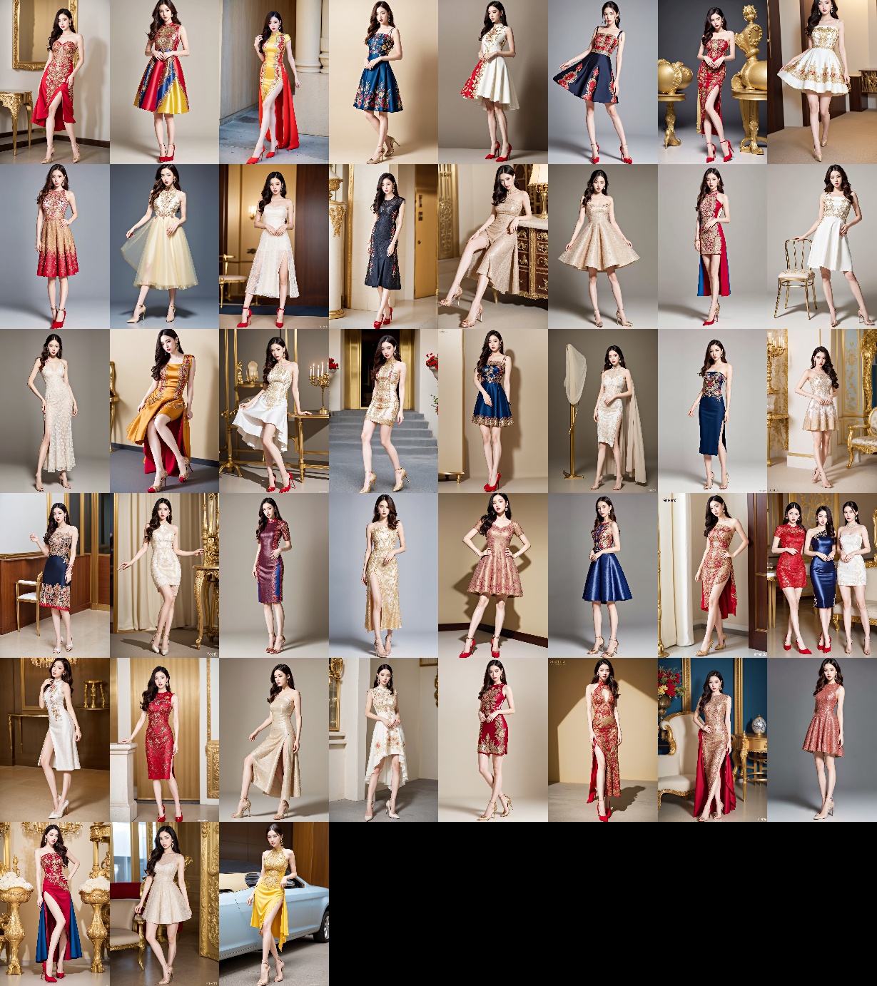 豪華なドレスを着た黒髪の生足ハイヒール美女 part9