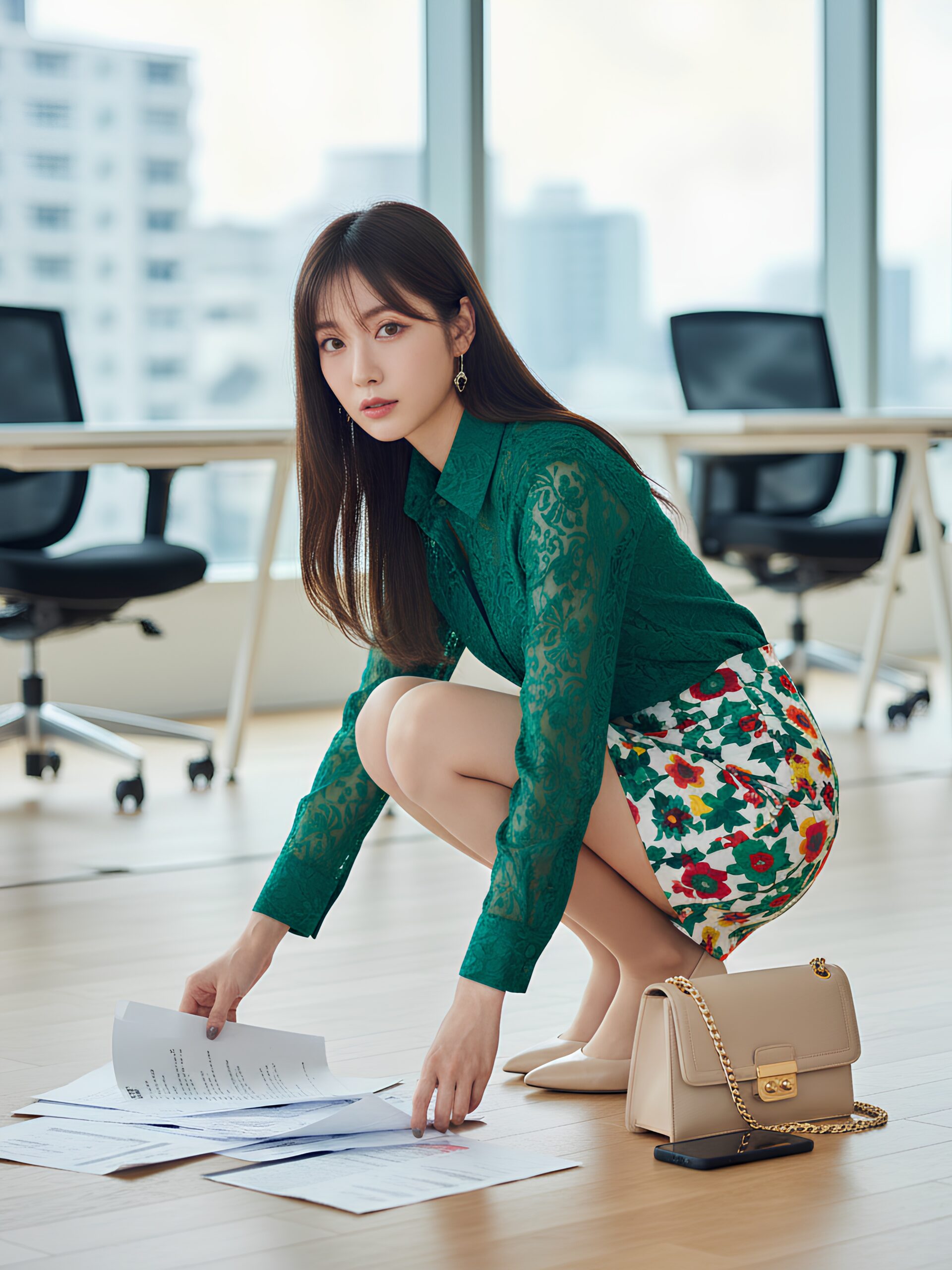 【高画質】床に落ちた書類を拾うハイヒールOL part1 ハイヒール OL 1