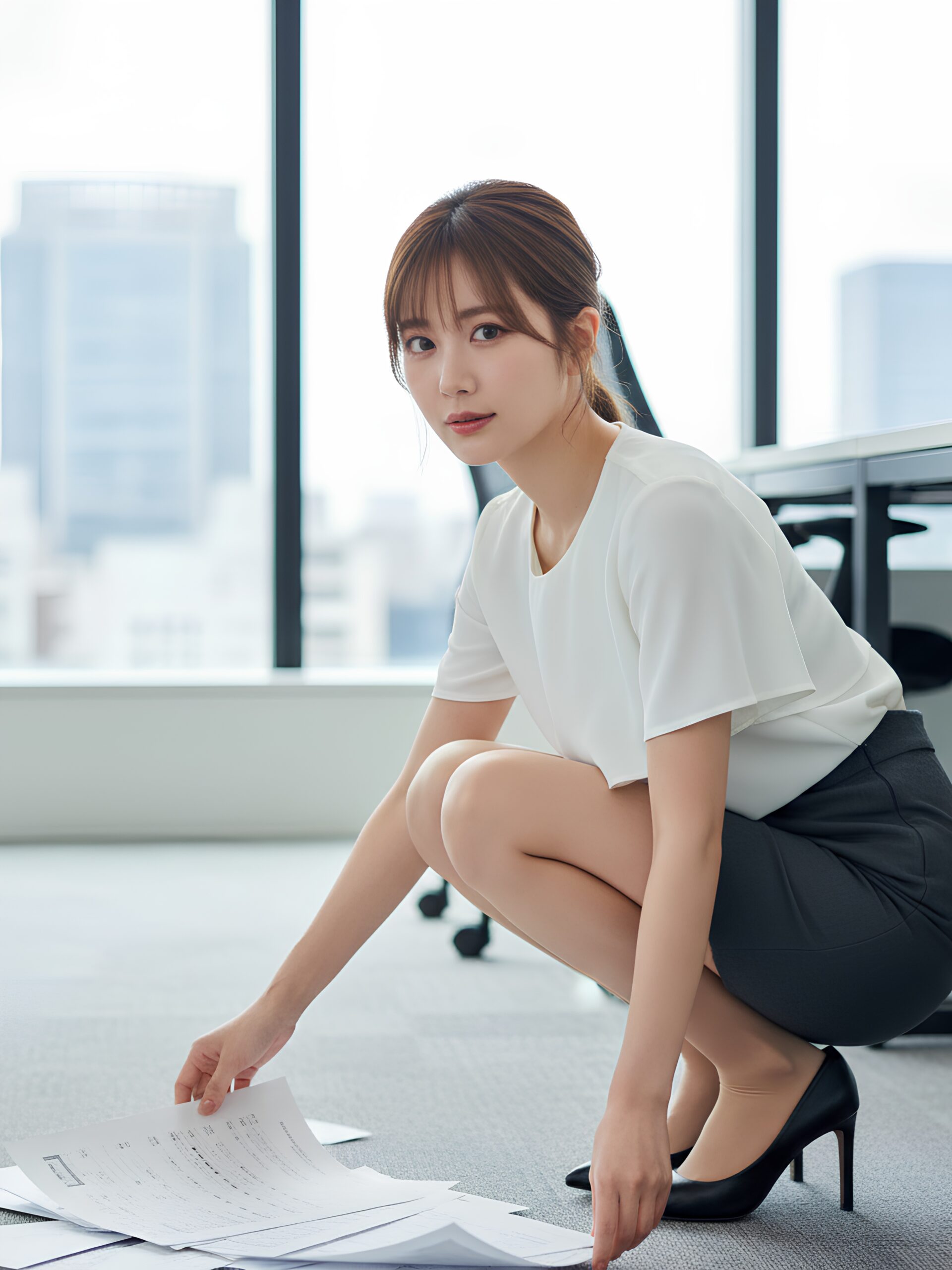 【高画質】床に落ちた書類を拾うハイヒールOL part1 ハイヒール OL 5