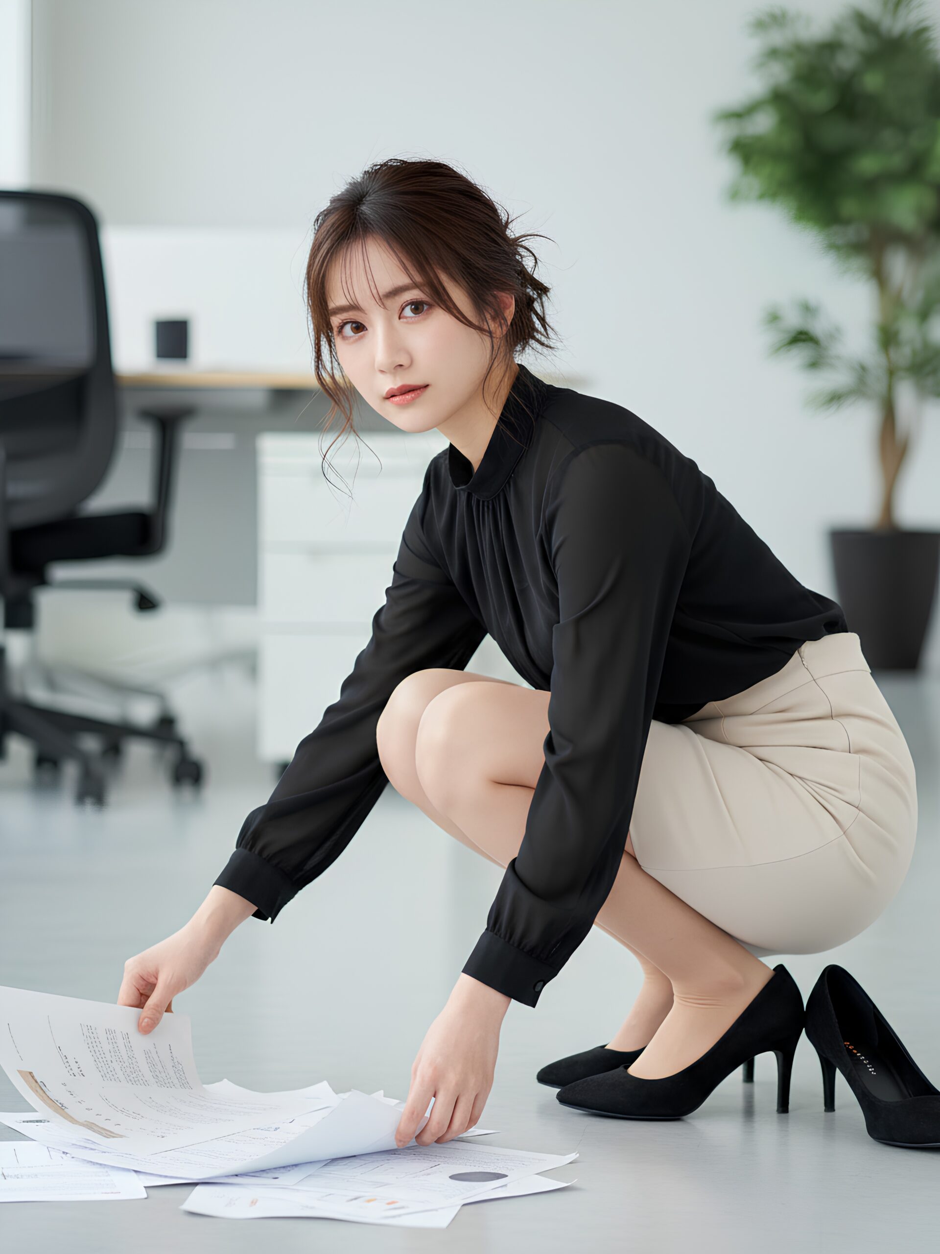 【高画質】床に落ちた書類を拾うハイヒールOL part1 ハイヒール OL 3