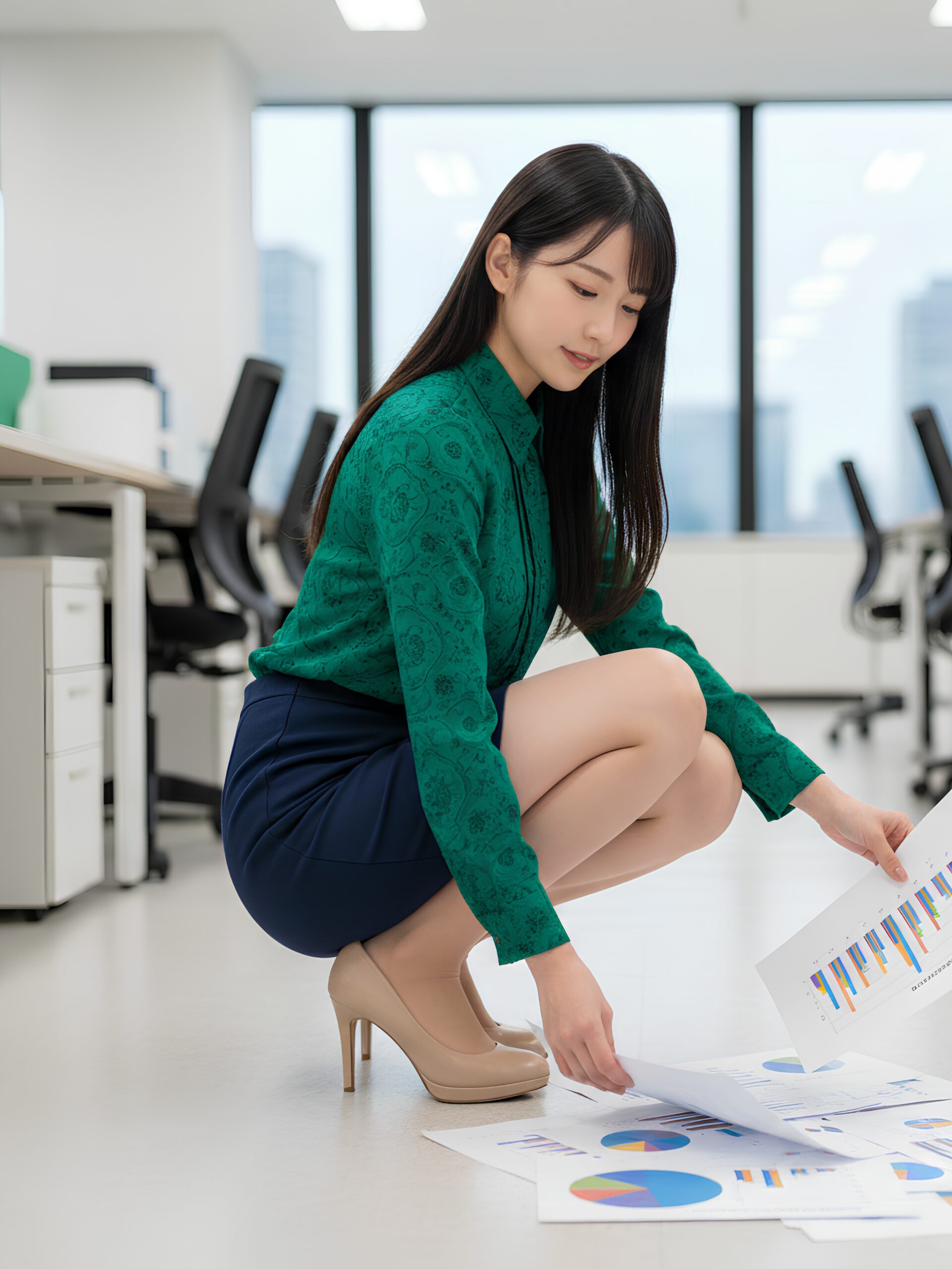 【高画質】床に落ちた書類を拾うハイヒールOL part2 ハイヒール OL 3