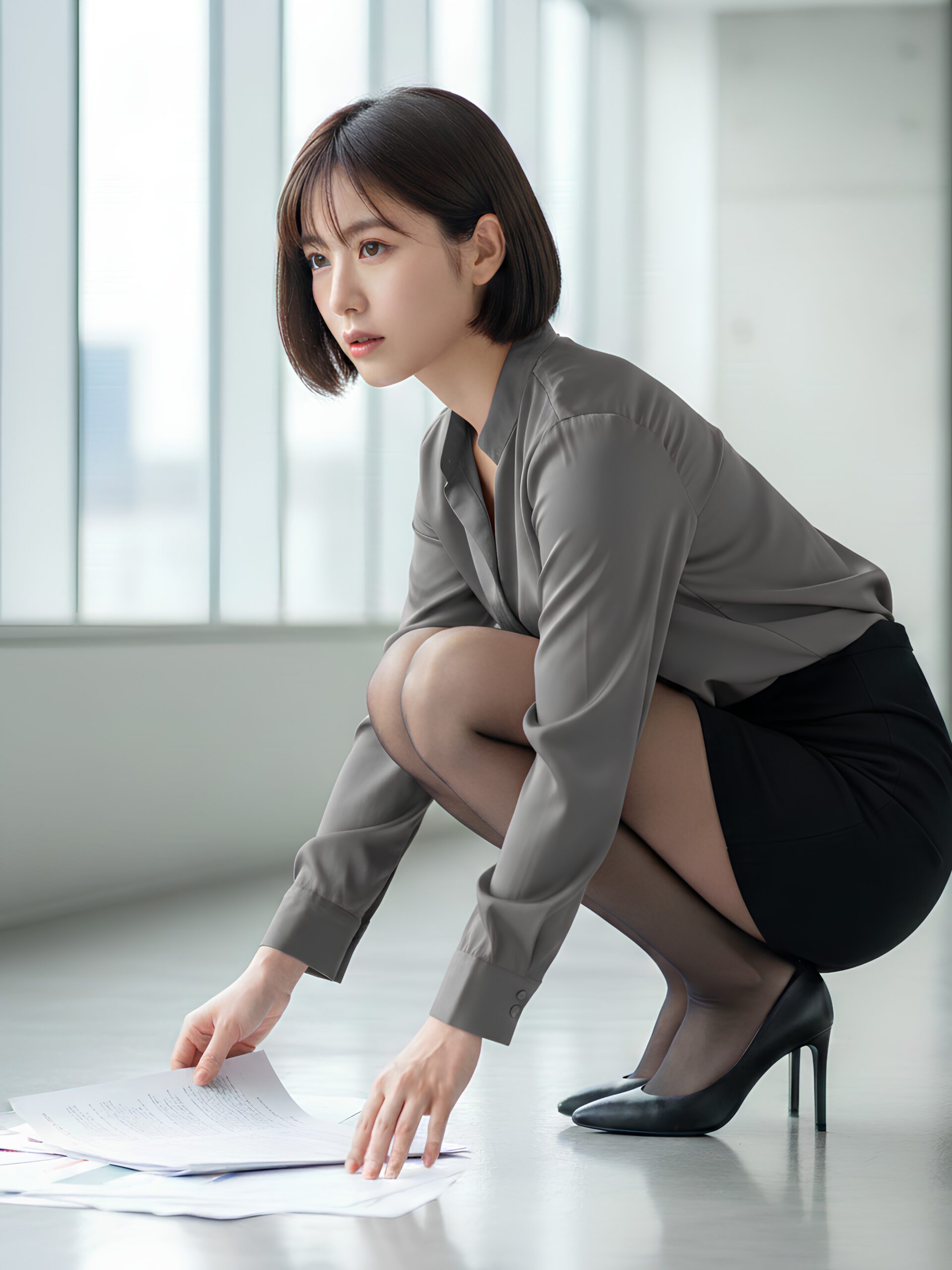 【高画質】床に落ちた書類を拾うハイヒールＯＬ part3 ハイヒール OL 2