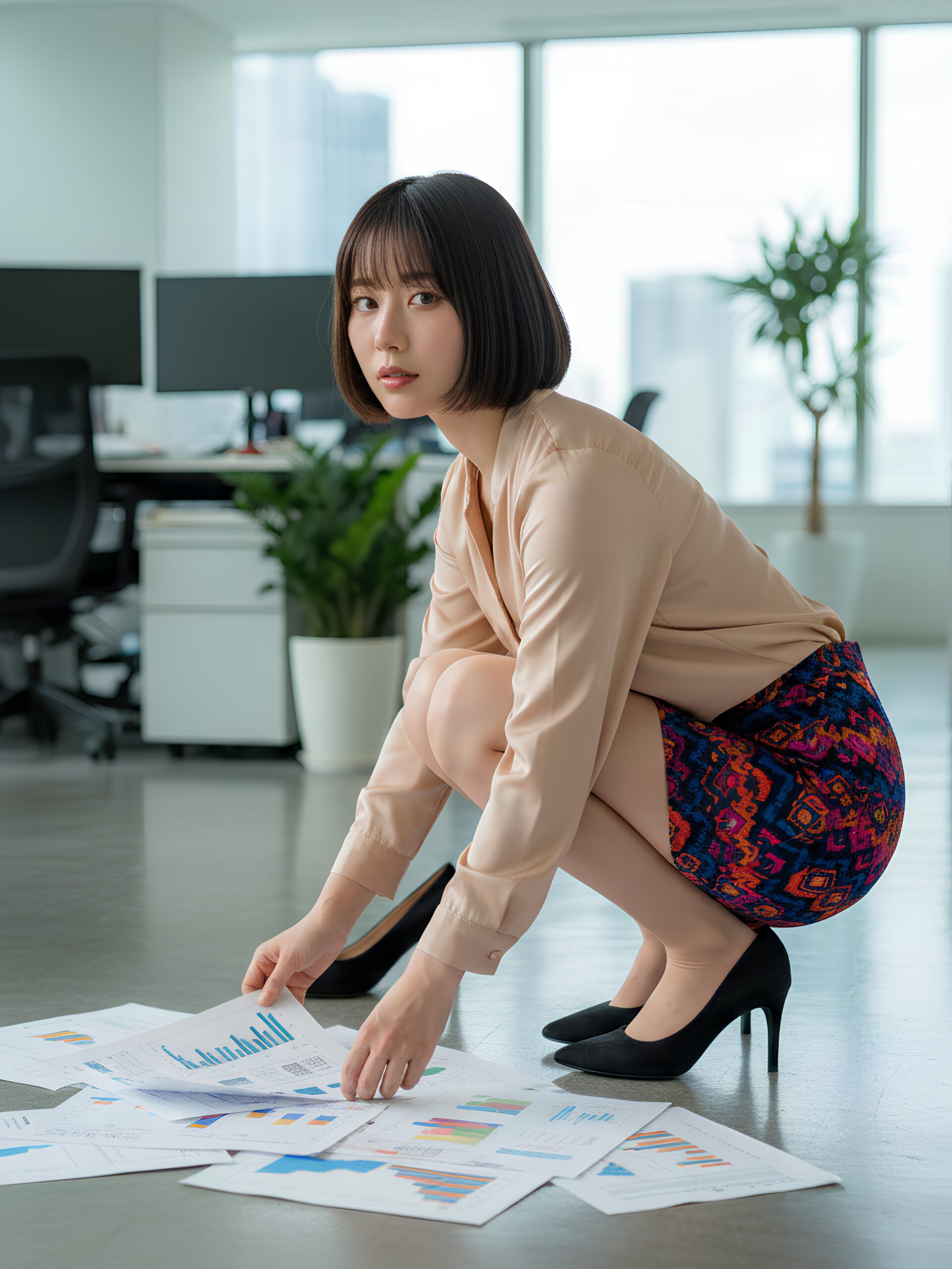 【高画質】床に落ちた書類を拾うハイヒールＯＬ part3 ハイヒール OL 1