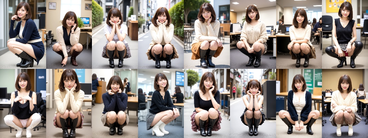 ミニスカブーツでしゃがむボブカット美人 part3