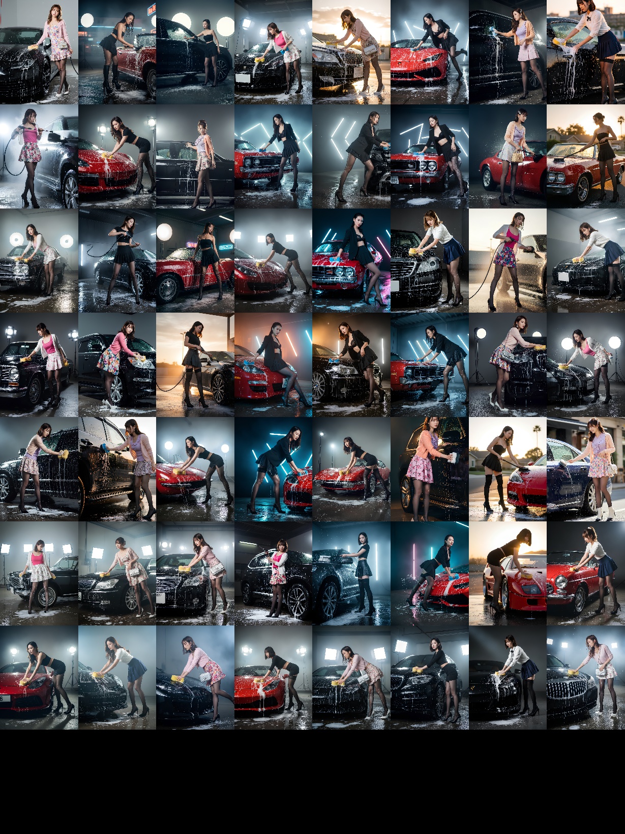 【高画質】ミニスカ黒ストで洗車する女 part3