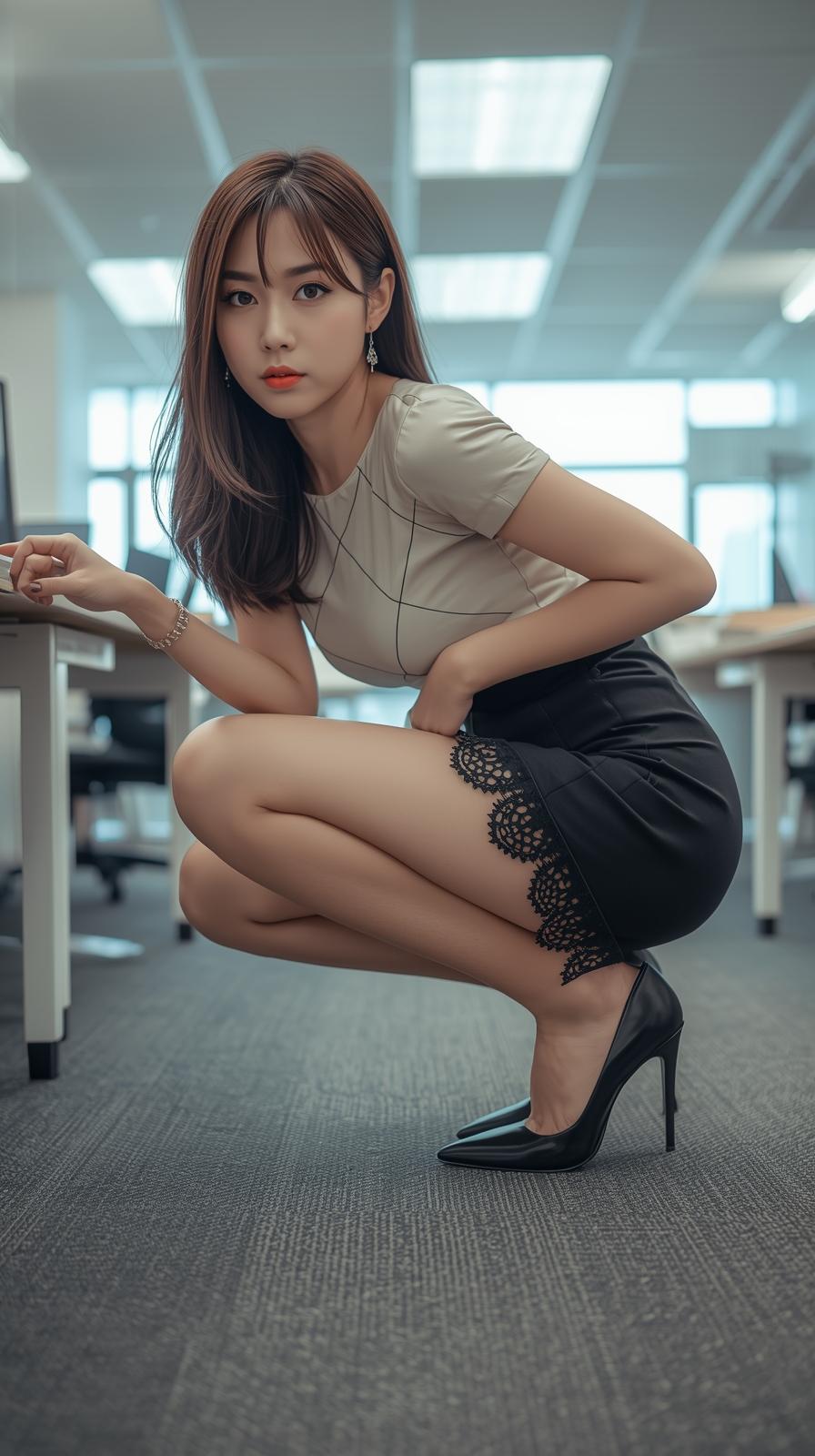 恵比寿で働く美脚ハイヒールしゃがみＯＬ part2 OL しゃがみ 3