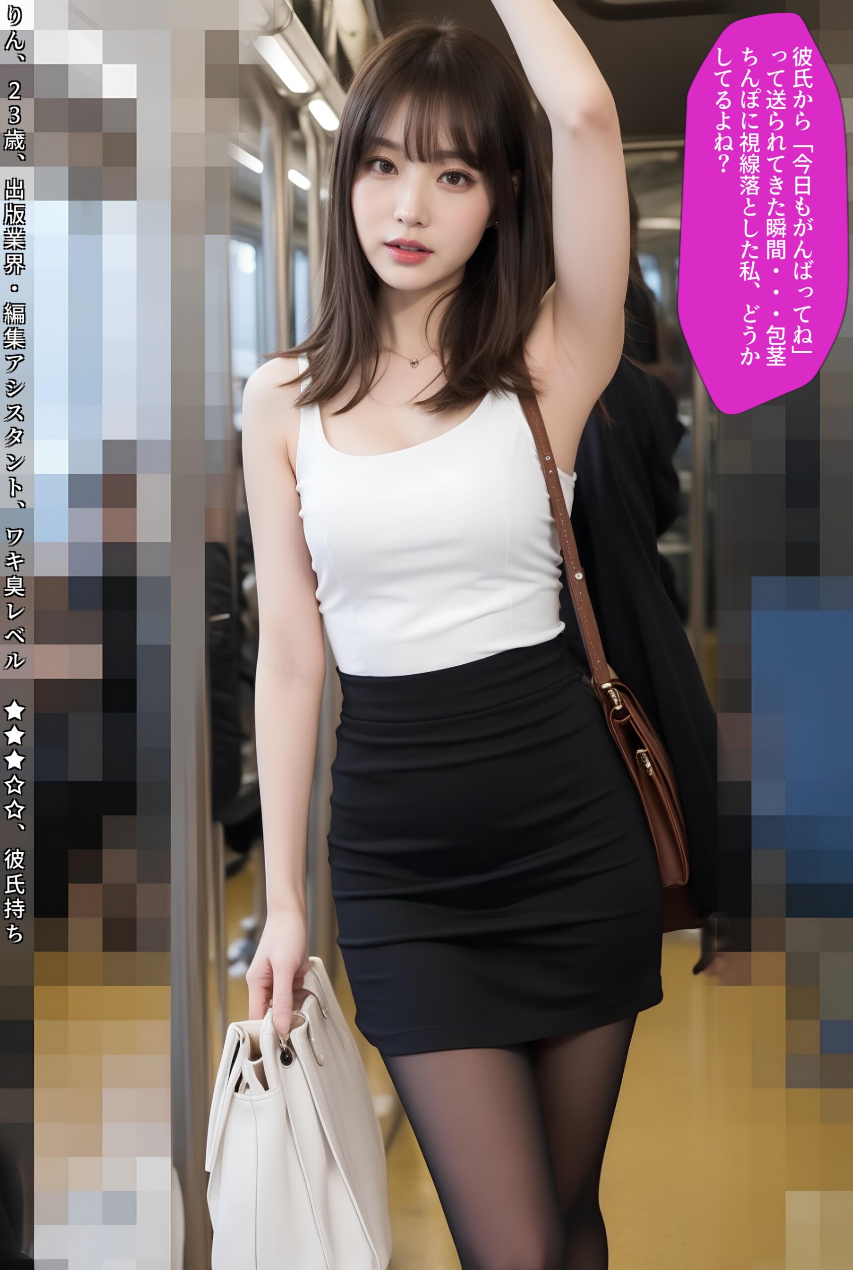 【特別公開】【高画質】電車内わき見せ美女 part4 OL わき 2