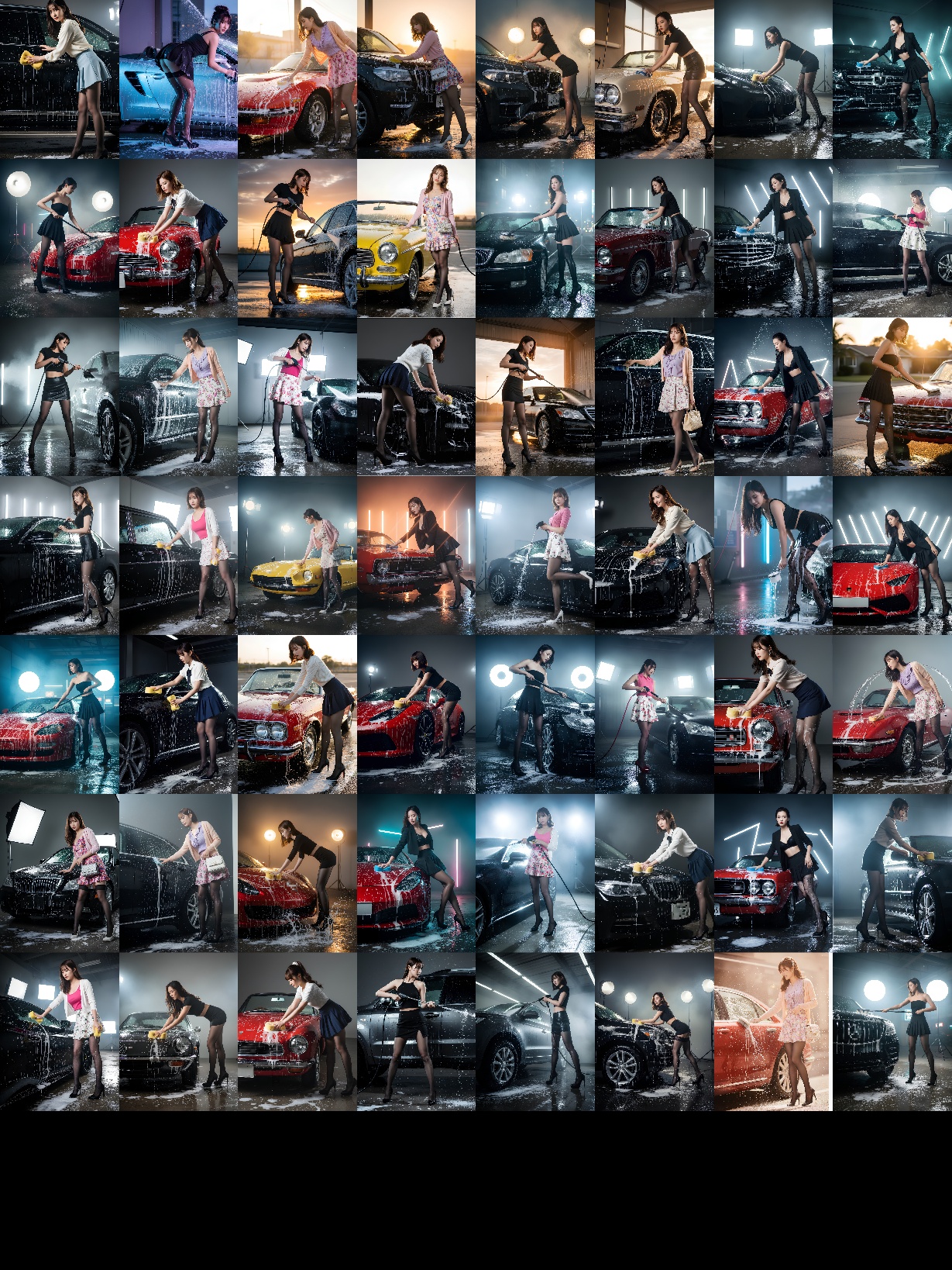 【高画質】ミニスカ黒ストで洗車する女 part4
