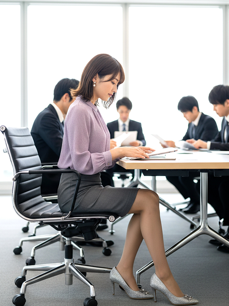 後輩ＯＬの美脚が気になって会議に集中できません part3 美脚 会議中 4