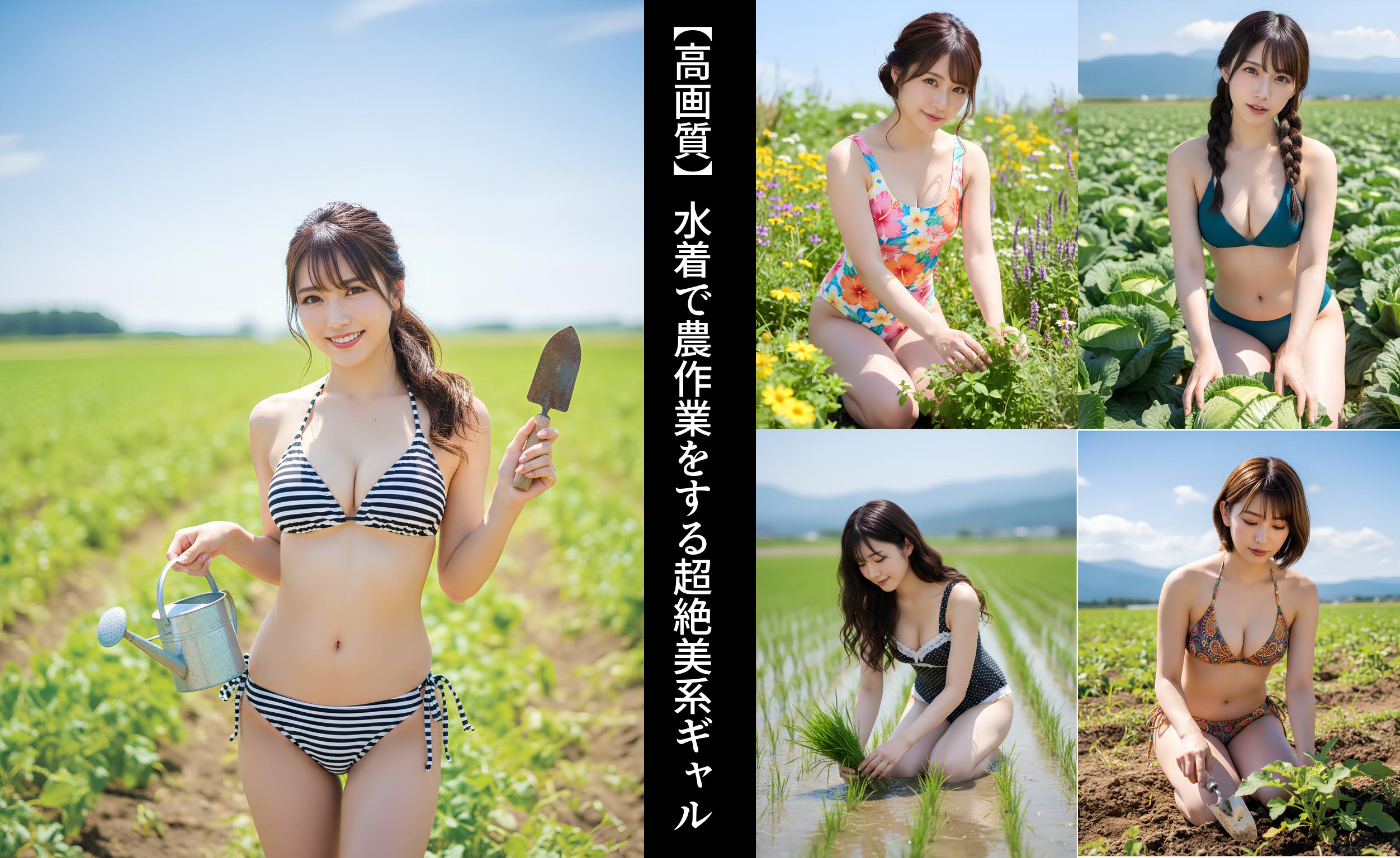 【高画質】水着で農作業をする超絶美系ギャル part3