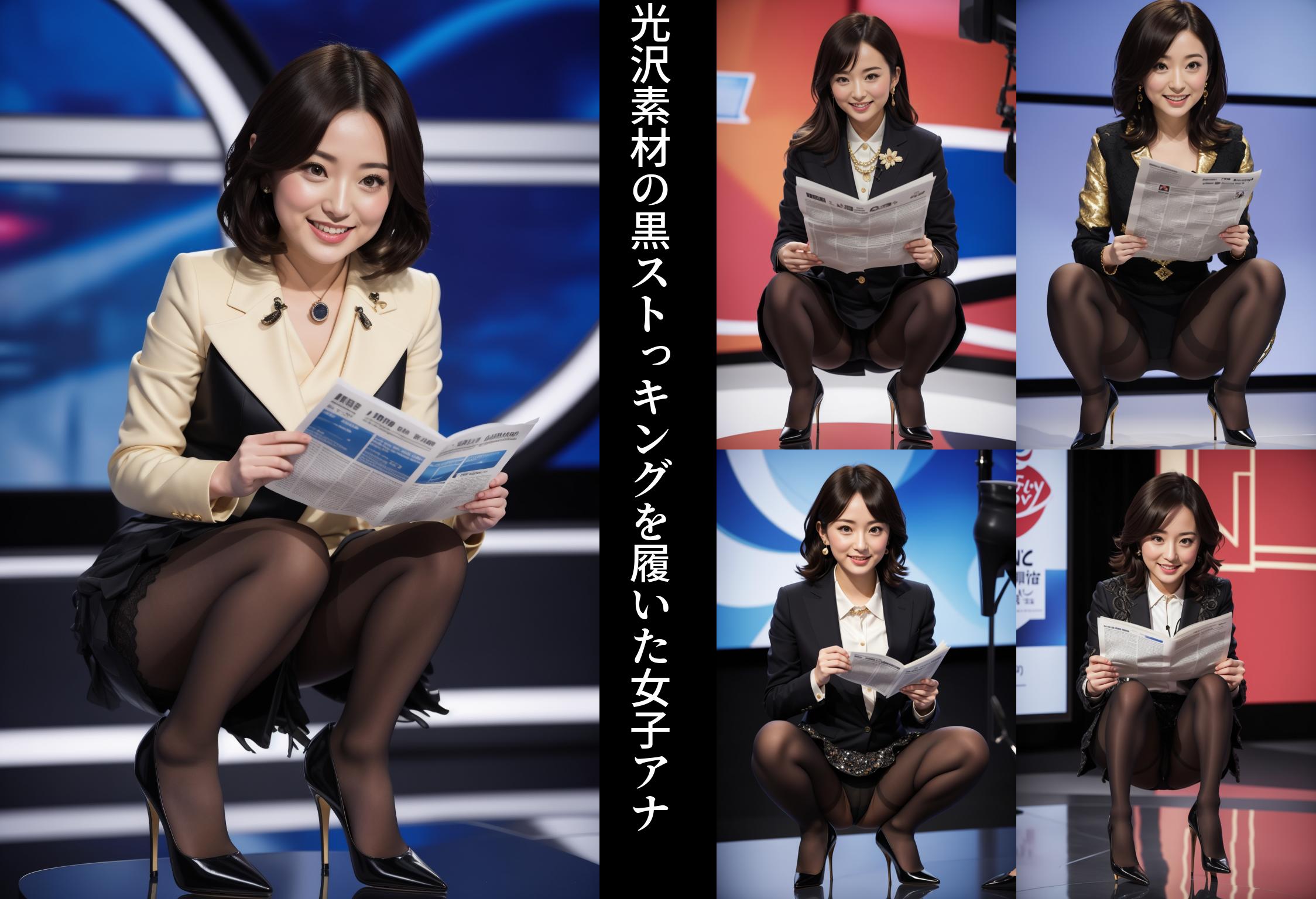 光沢素材の黒ストっキングを履いた女子アナ part2