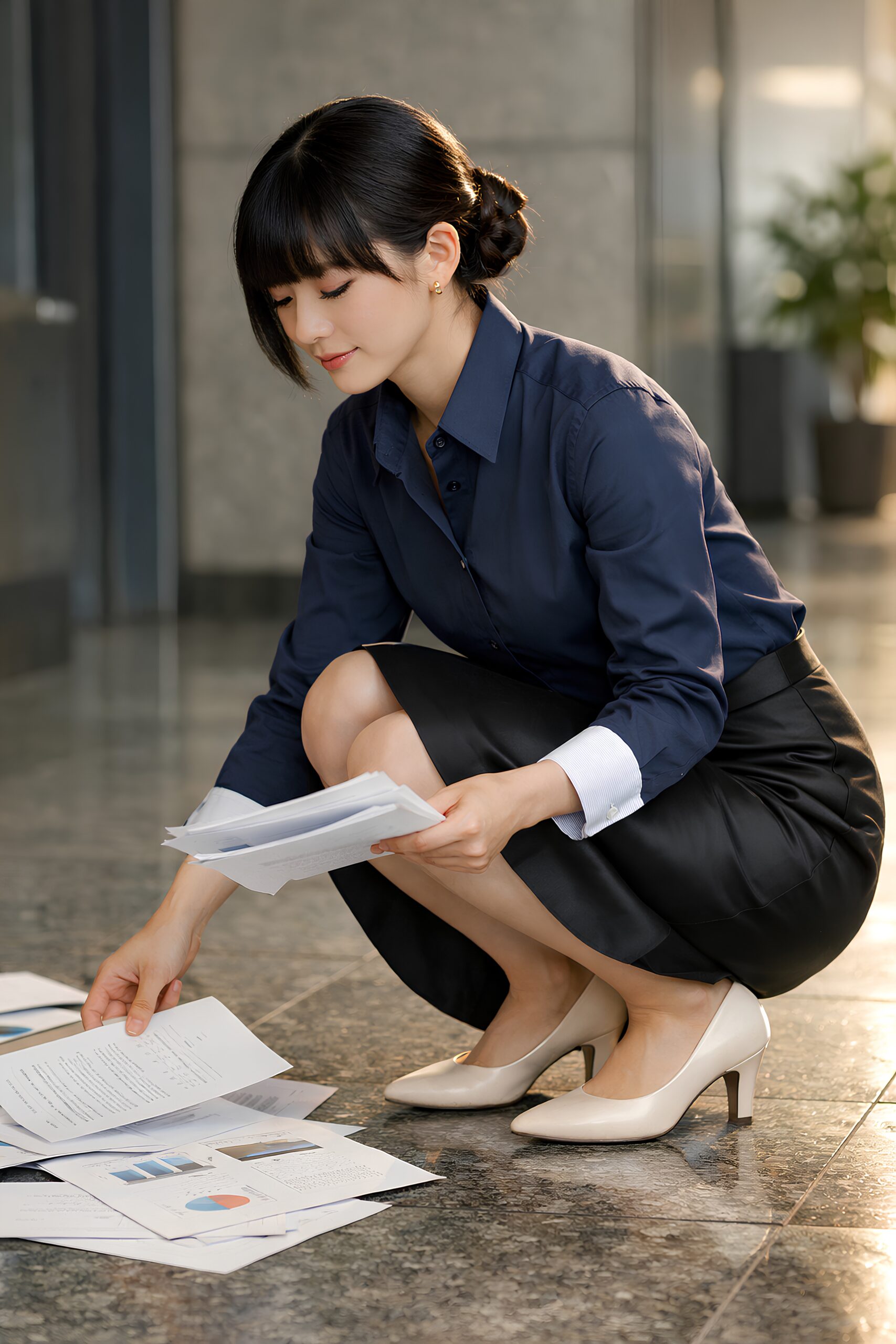 【超高画質】書類を拾う美人ＯＬのパンプス脚 part2 高画質 超高画質 3