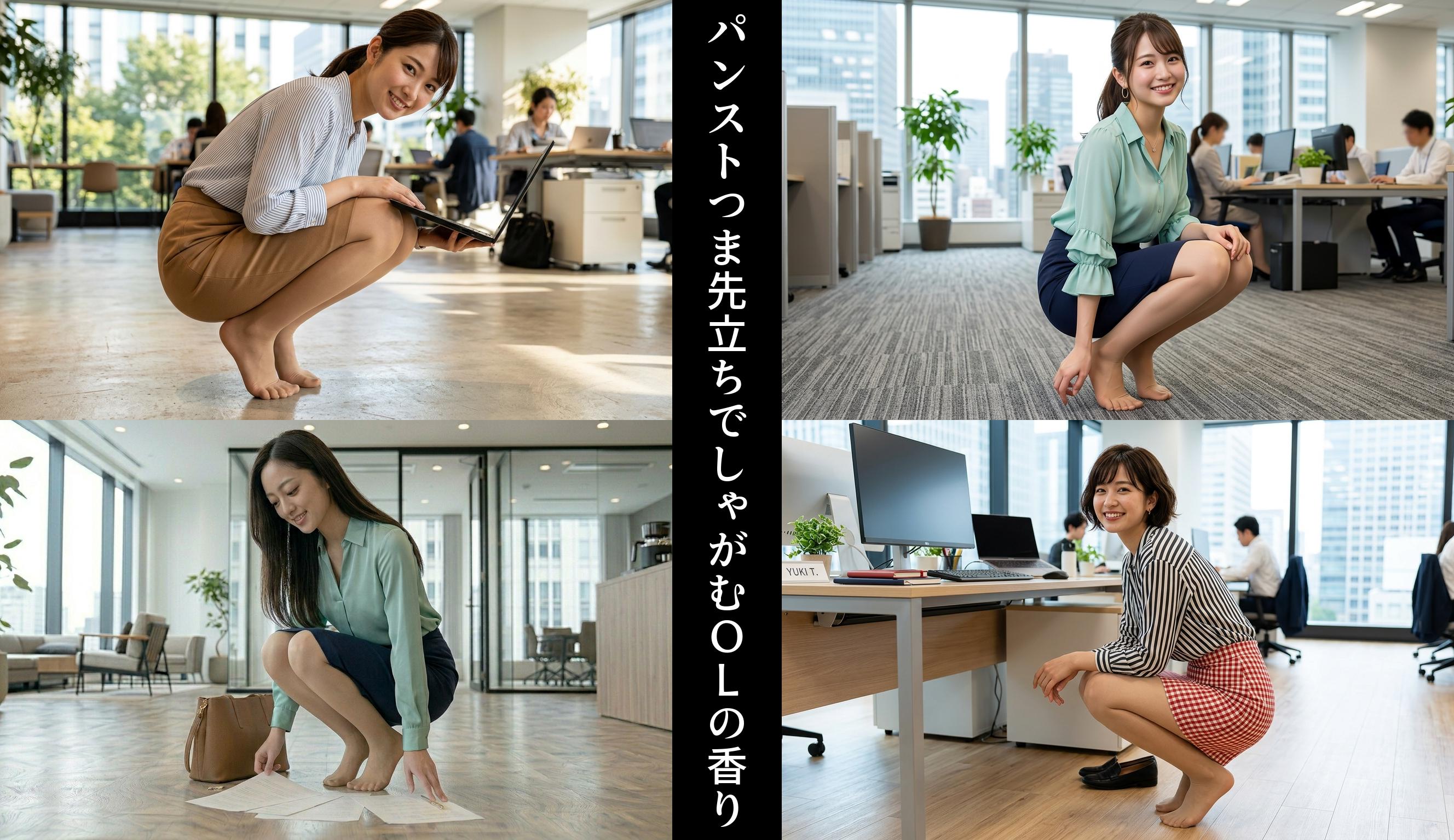 パンストつま先立ちでしゃがむＯＬの香り part1