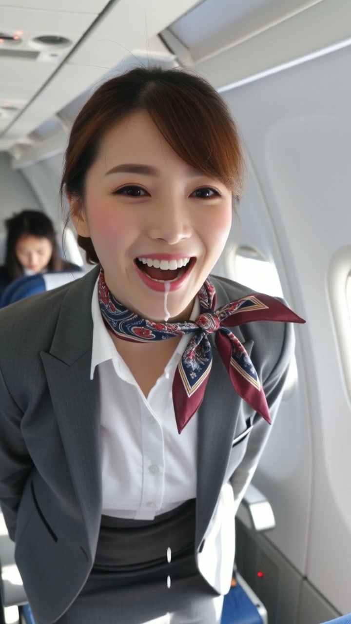【動画】機内でまさかの挑発！美人CAが口から白い液体を吐き出した件（40人以上！） part1 飛行機 機内 4
