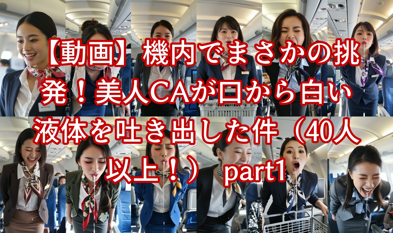 【動画】機内でまさかの挑発！美人CAが口から白い液体を吐き出した件（40人以上！） part1