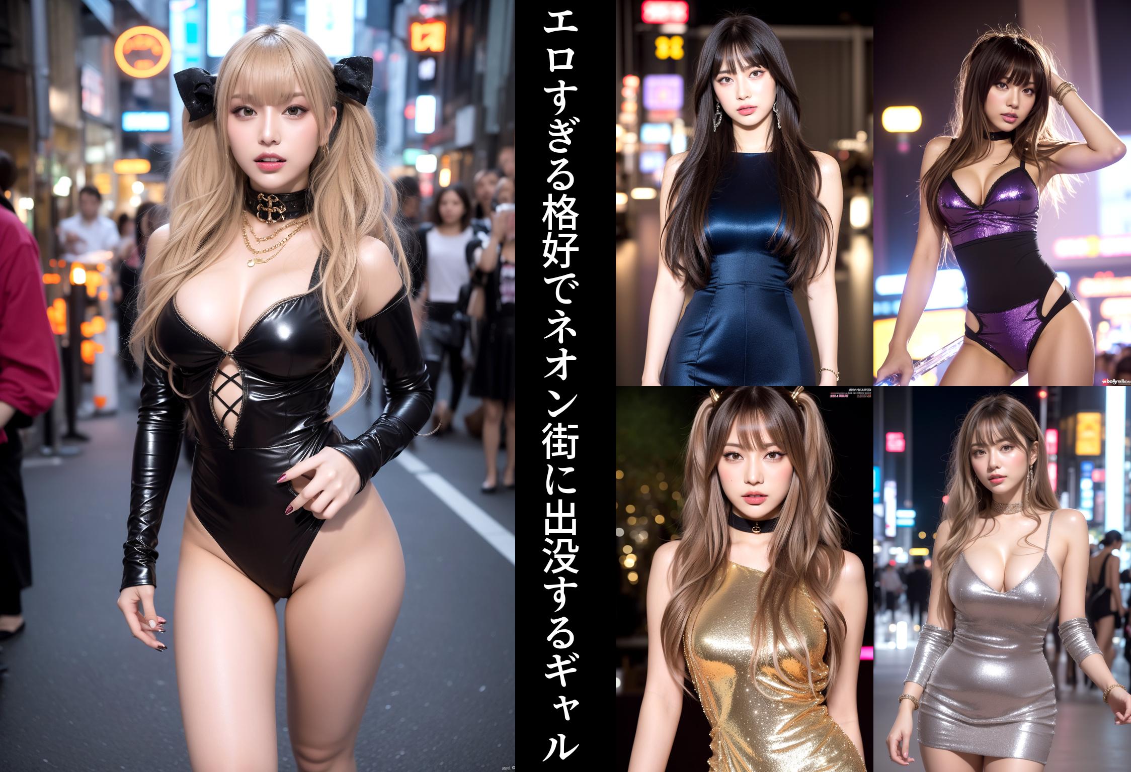エロすぎる格好でネオン街に出没するギャル part2