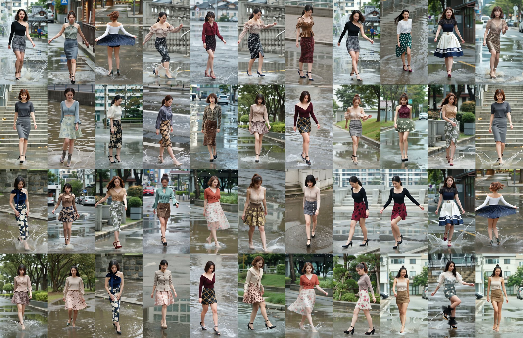 【動画】水たまりを歩くハイヒールパンプス美女 part1