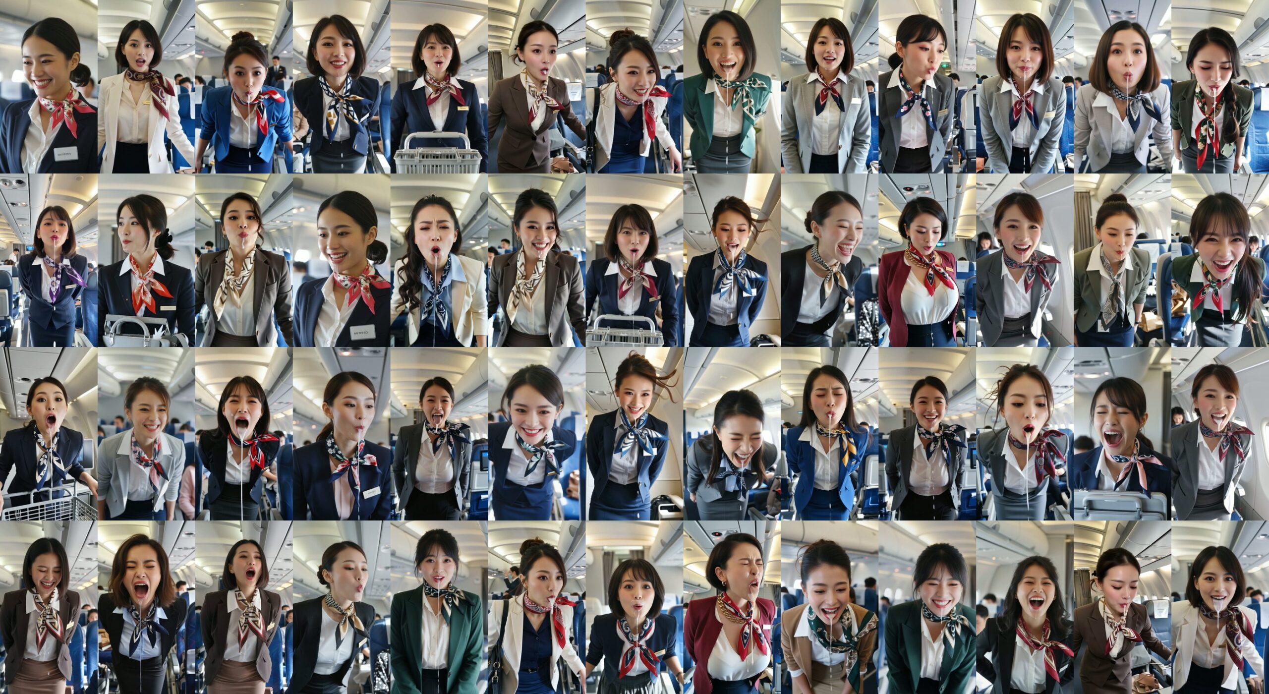 【動画】機内でまさかの挑発！美人CAが口から白い液体を吐き出した件（40人以上！） part1